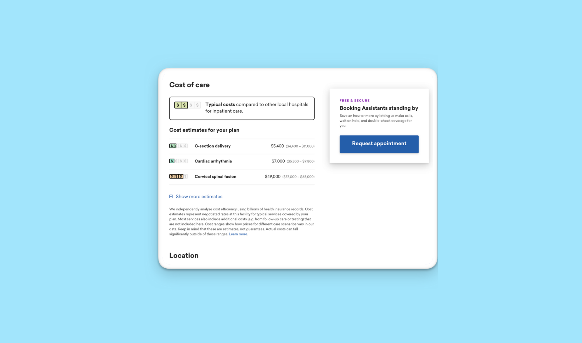 New! Inpatient cost estimates