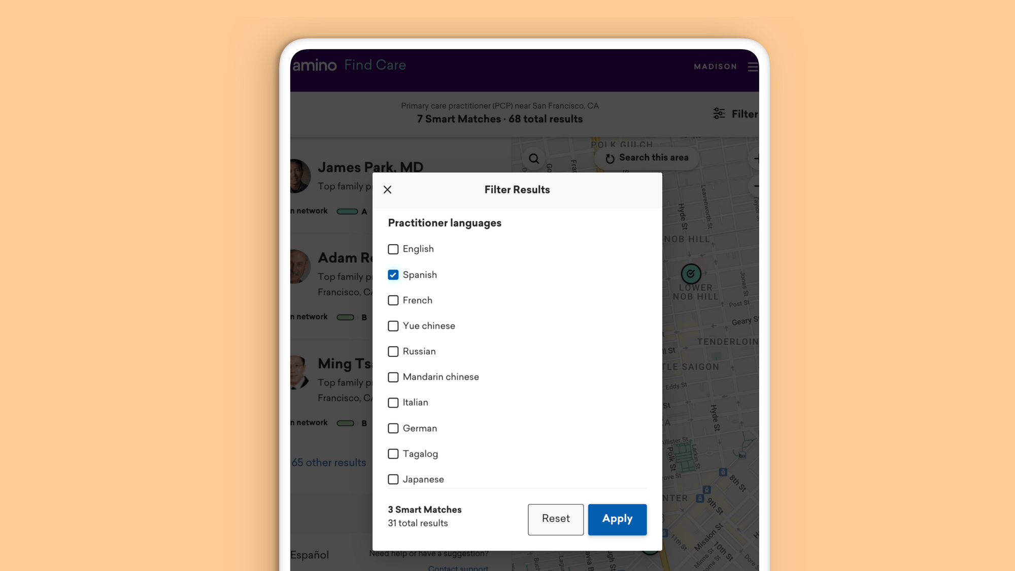 Members can now filter by provider language